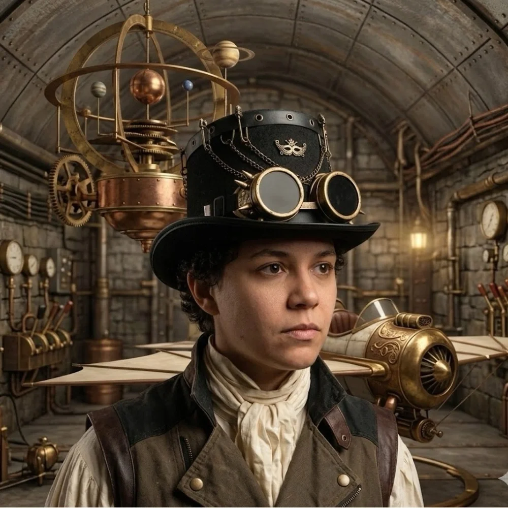 Steampunk Black  Top Hat with Gold Accents